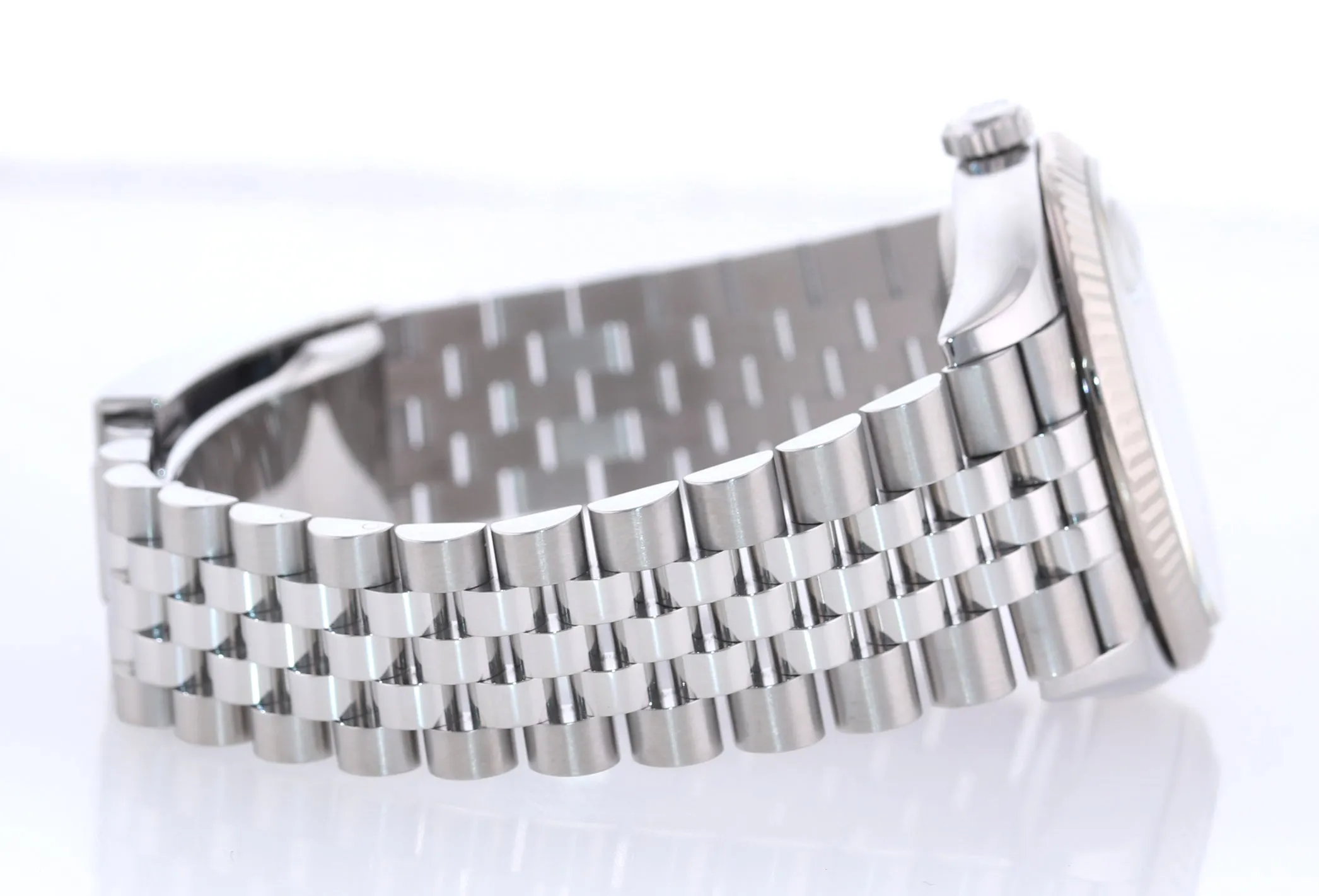 Rolex DateJust Silver Stick Jubilee 126234 Steel White Gold Fluted Watch Box