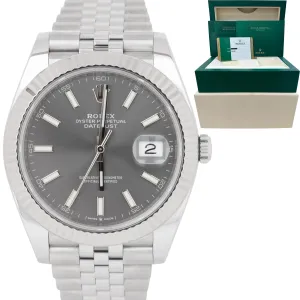 Rolex DateJust Slate Rhodium Steel Gold Jubilee Watch 126334 41mm Watch CARD BOX