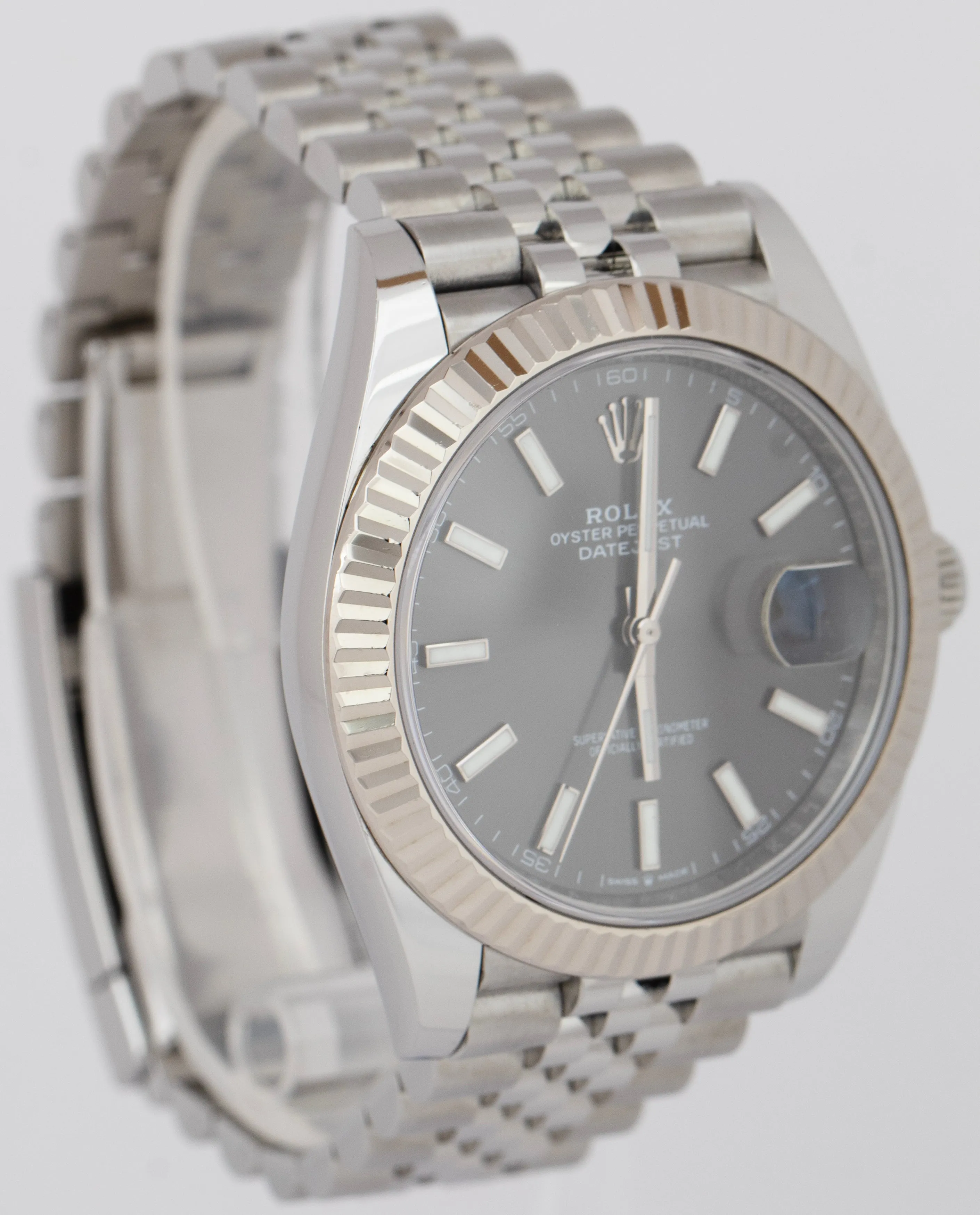 Rolex DateJust Slate Rhodium Steel Gold Jubilee Watch 126334 41mm Watch CARD BOX
