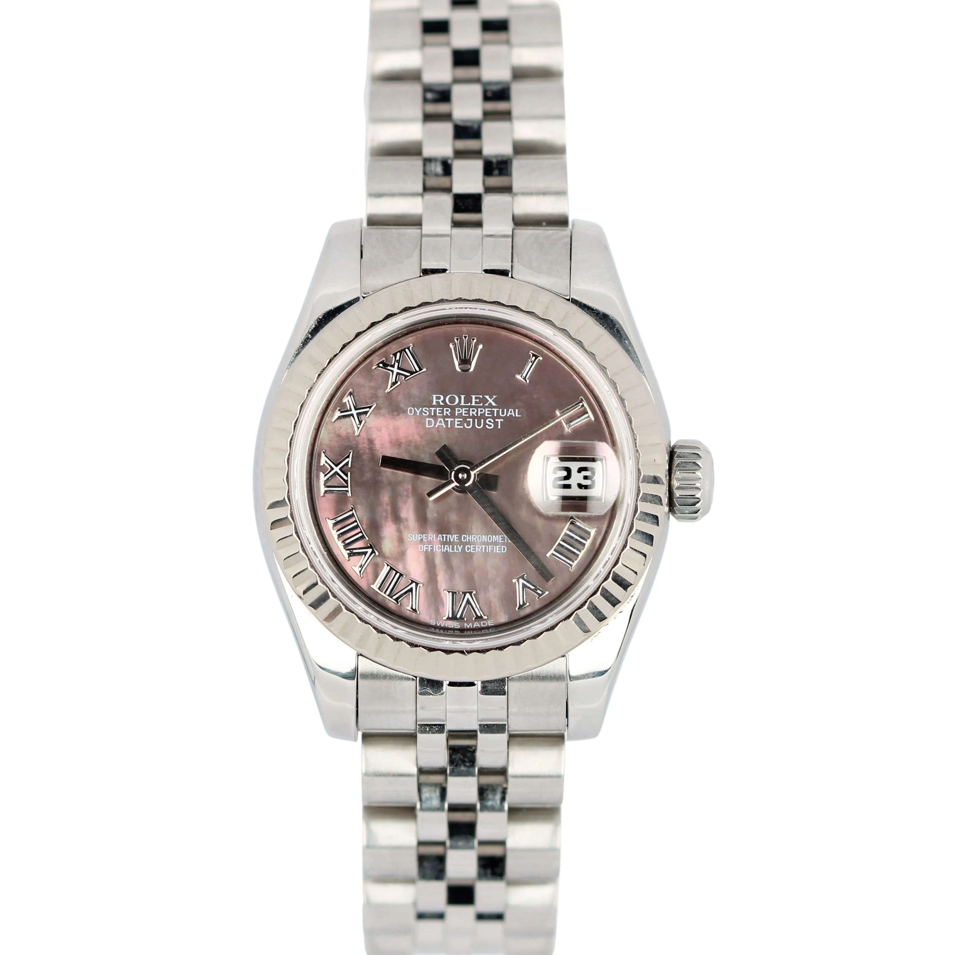 Rolex DateJust Tahitian MOP Stainless Gold Fluted Jubilee 26mm 179174 Watch