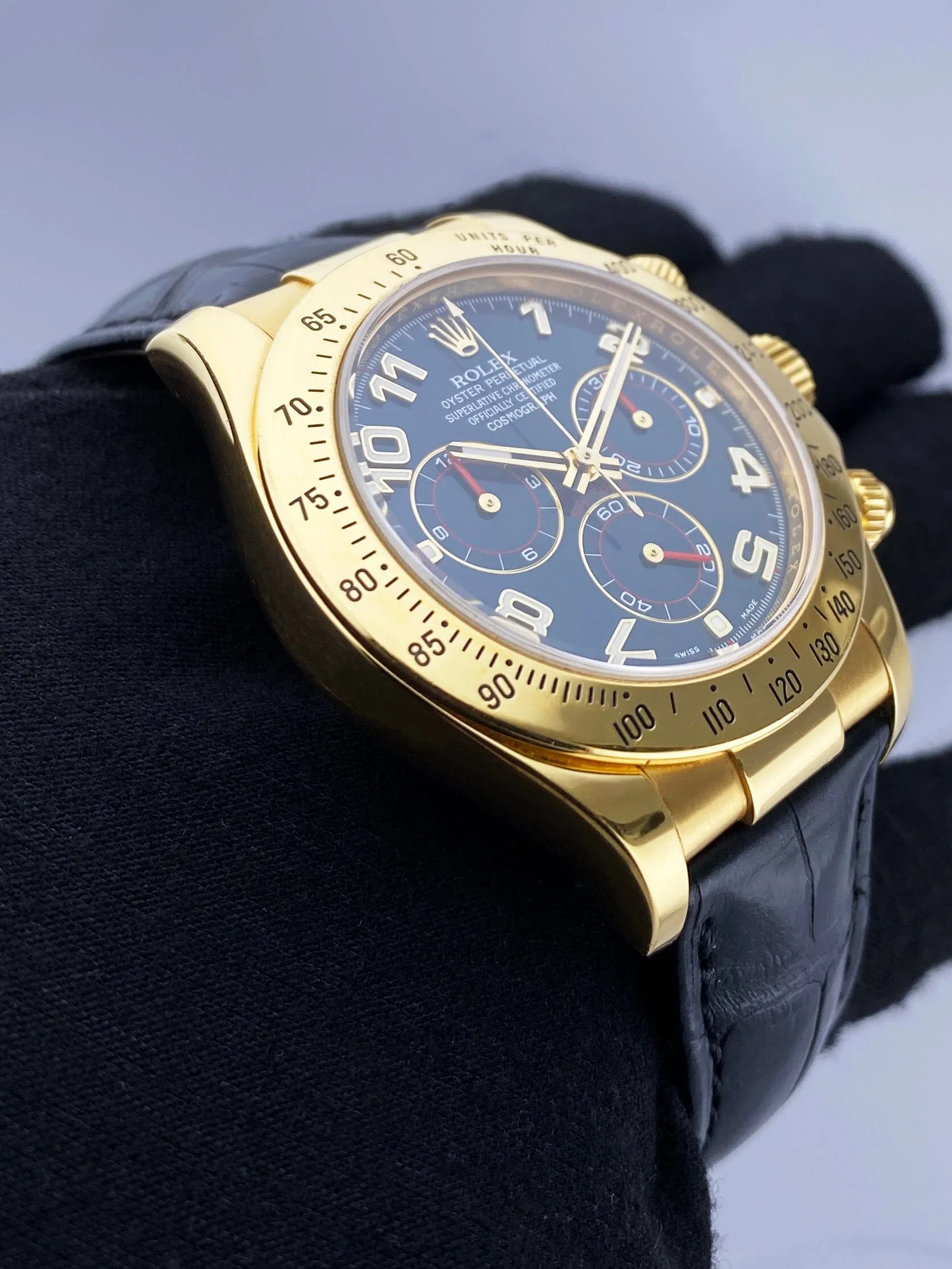 Rolex Daytona 116518 Blue Racing dial Yellow Gold Mens Watch