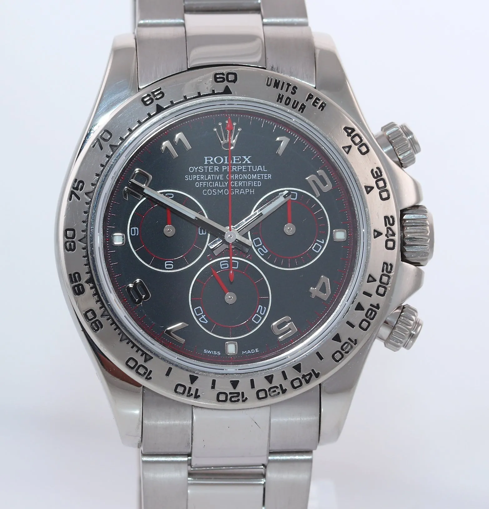 Rolex Daytona Black Racing Dial Red Hands 116509 18k White Gold Watch Box