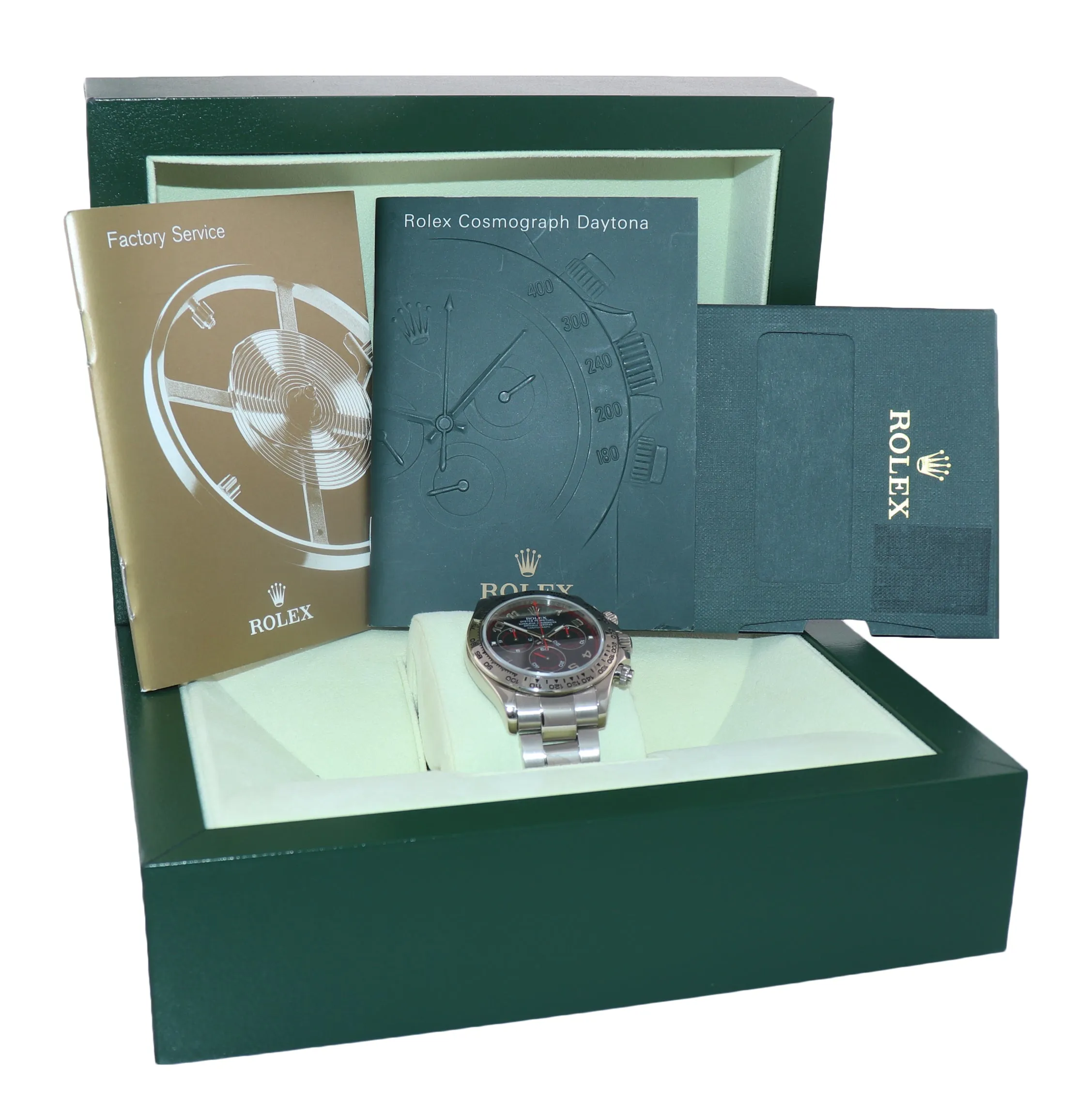 Rolex Daytona Black Racing Dial Red Hands 116509 18k White Gold Watch Box