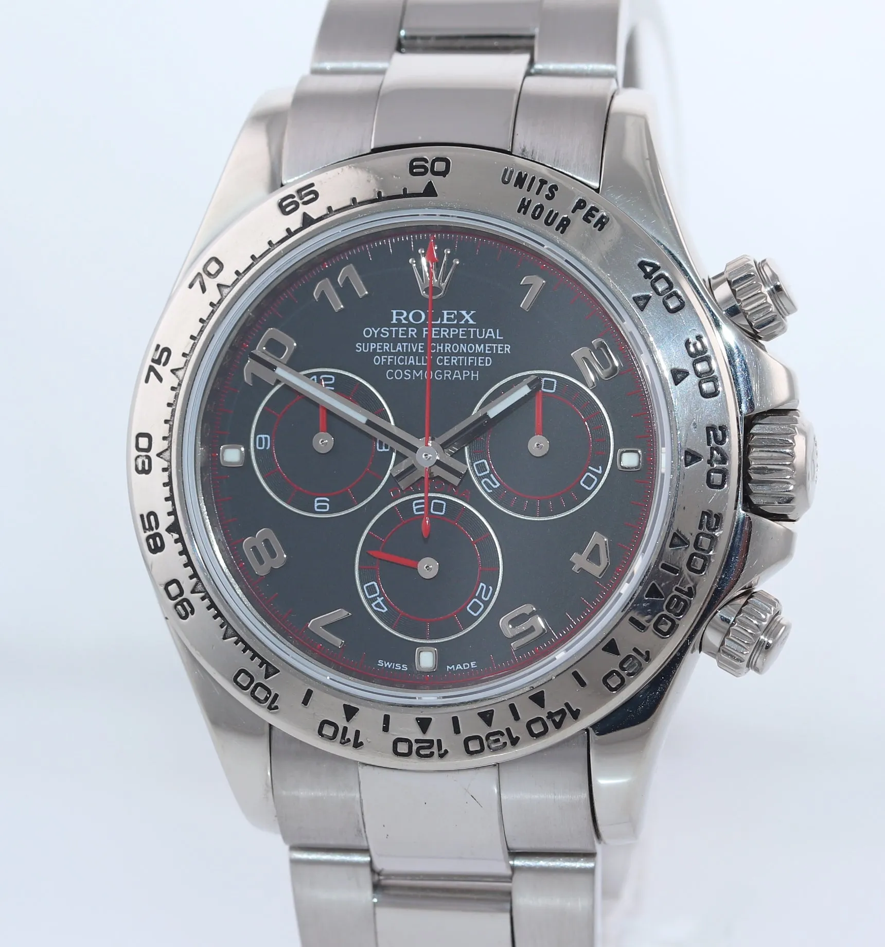 Rolex Daytona Black Racing Dial Red Hands 116509 18k White Gold Watch Box