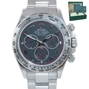 Rolex Daytona Black Racing Dial Red Hands 116509 18k White Gold Watch Box
