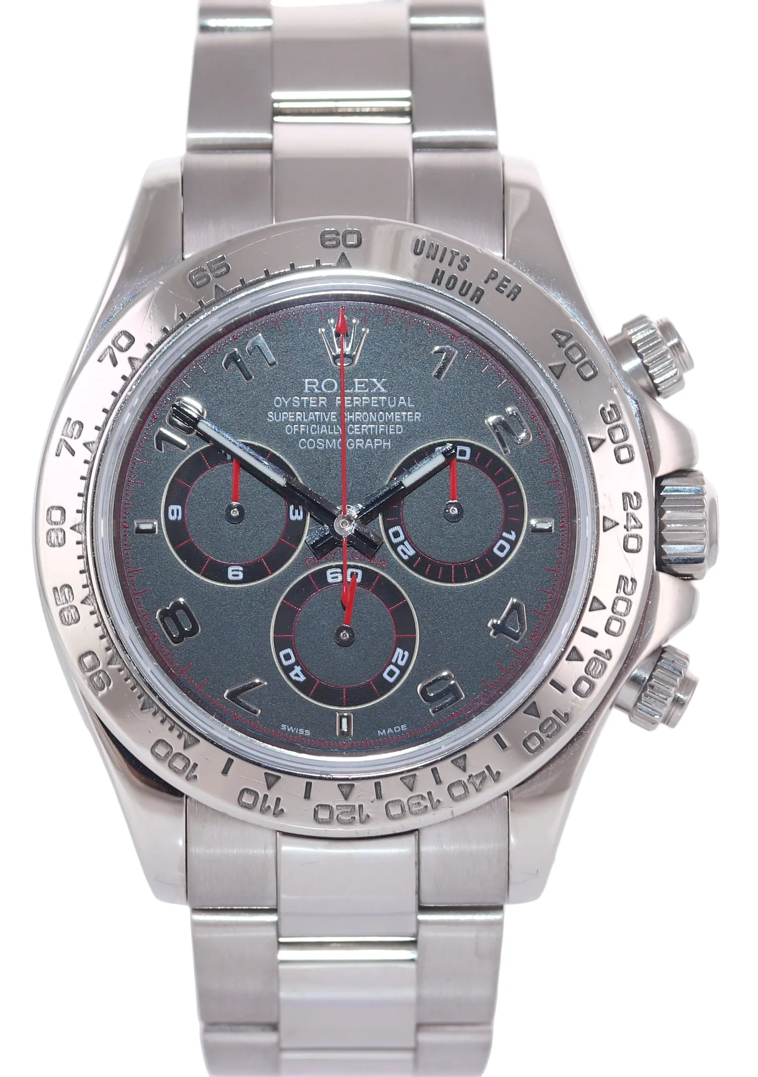 Rolex Daytona Black Red Racing Dial 116509 18k White Gold 40mm Watch Box