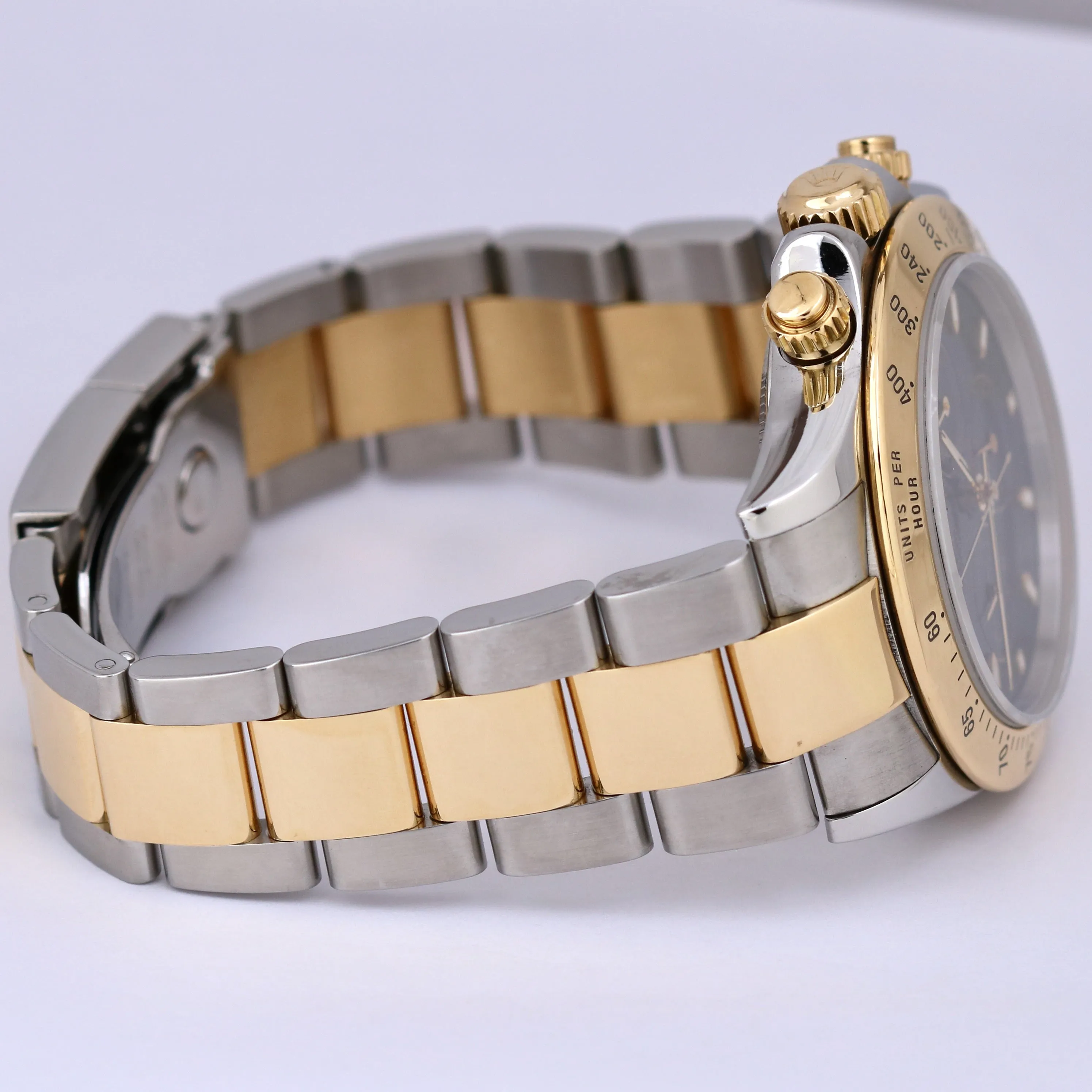 Rolex Daytona Cosmograph 40mm BLACK Two-Tone 18K Yellow Gold Steel 116523 Watch