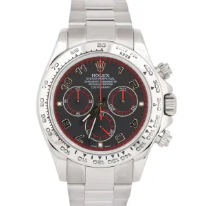 Rolex Daytona Cosmograph BLACK RACING Red 18K White Gold Oyster Watch 116509 BOX