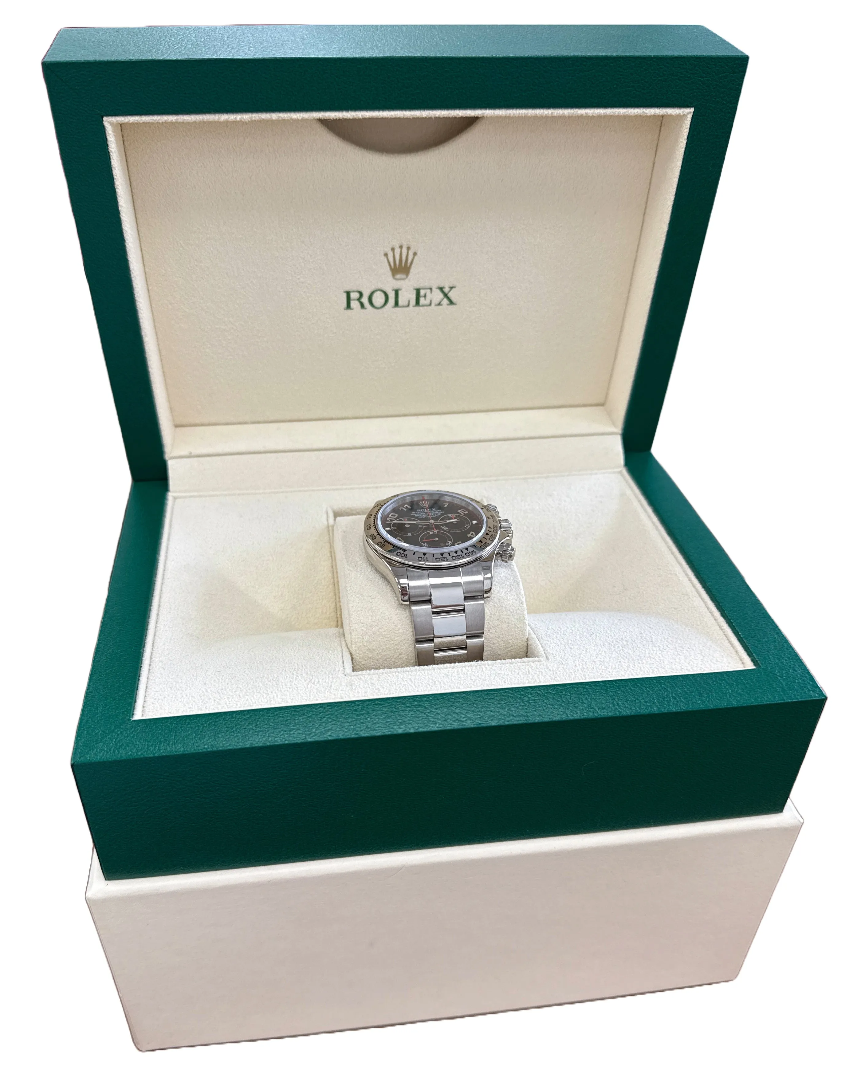 Rolex Daytona Cosmograph BLACK RACING Red 18K White Gold Oyster Watch 116509 BOX