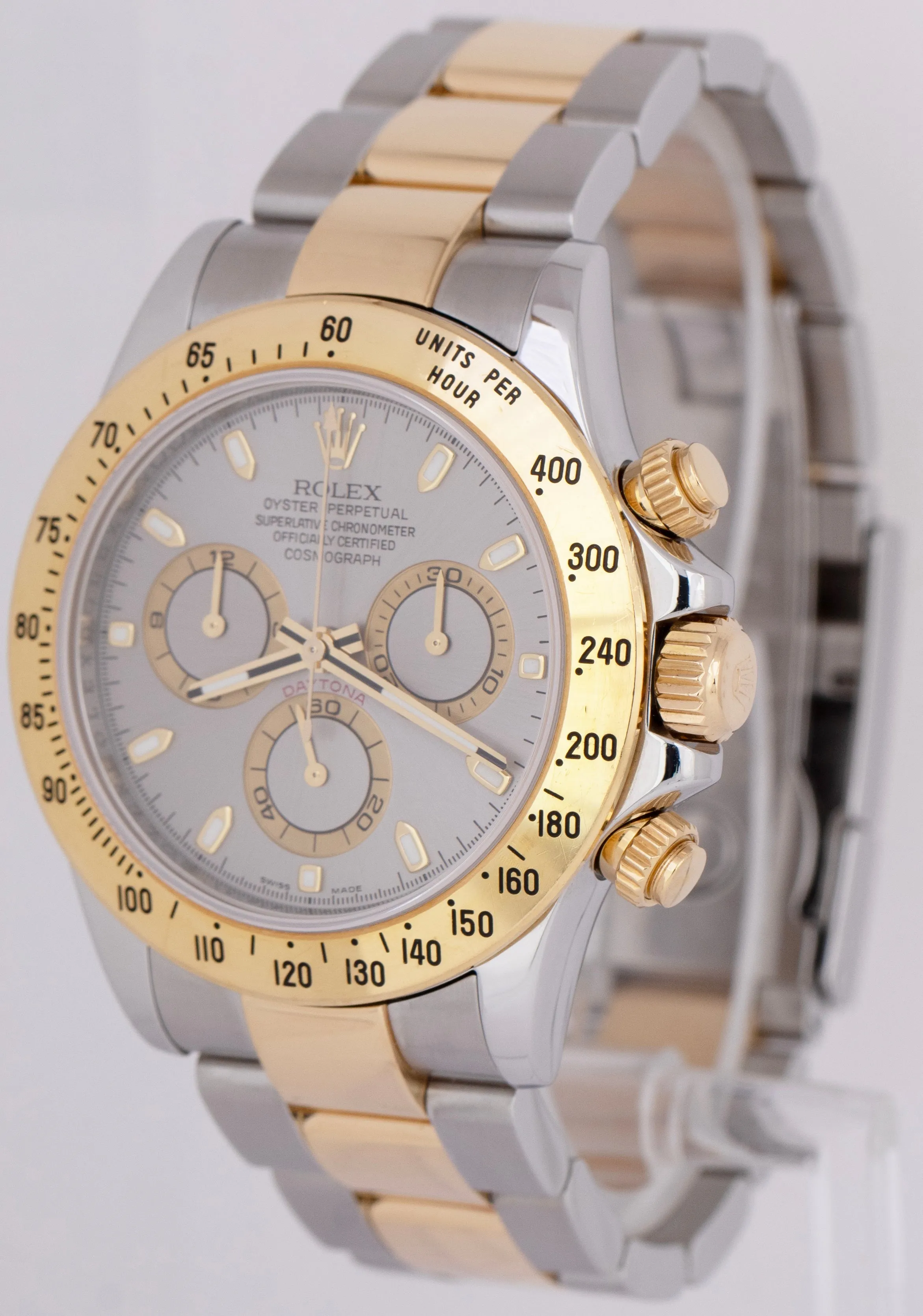 Rolex Daytona Cosmograph PAPERS 40mm SLATE REHAUT Gold Steel Watch 116523 B P
