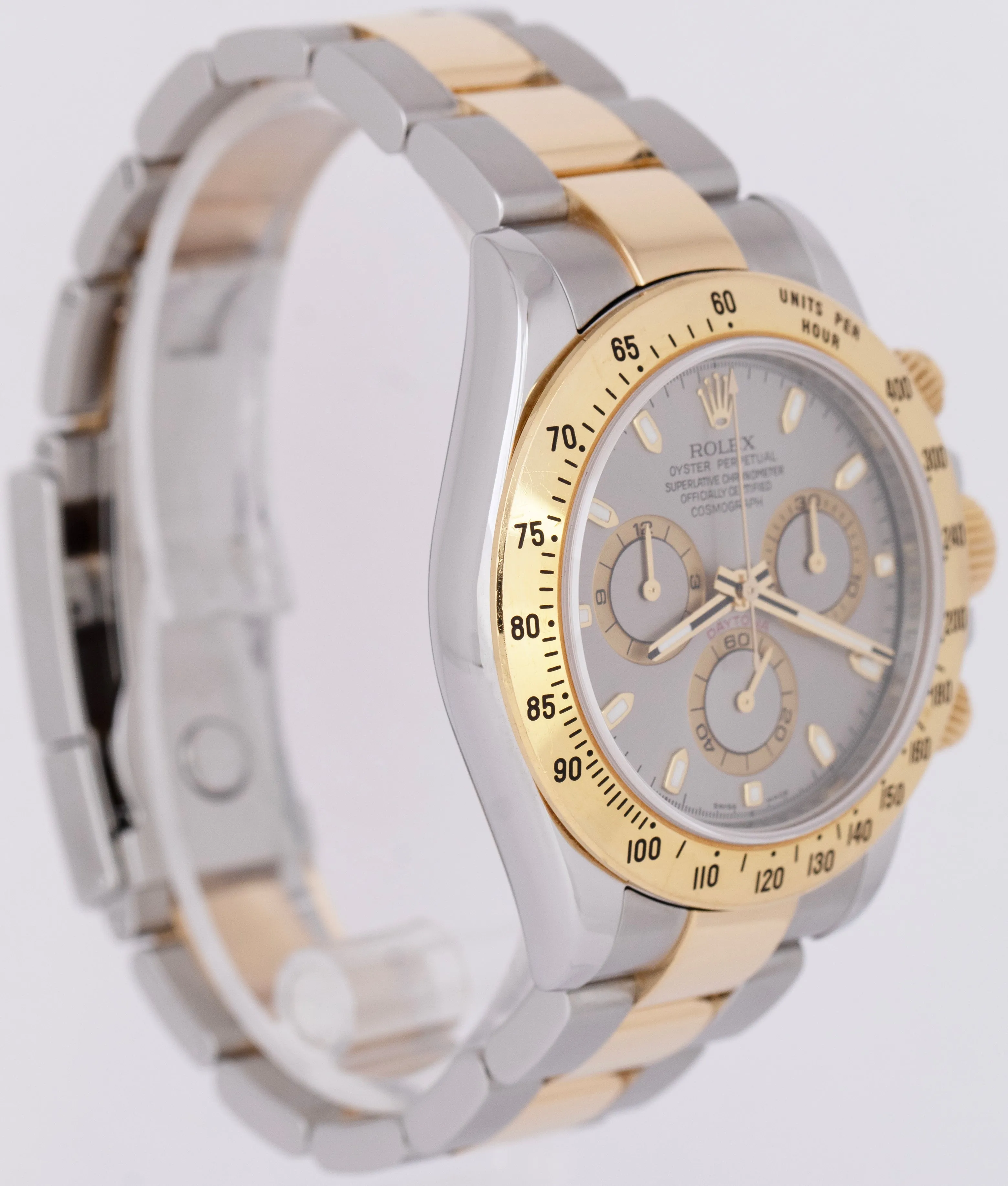 Rolex Daytona Cosmograph PAPERS 40mm SLATE REHAUT Gold Steel Watch 116523 B P