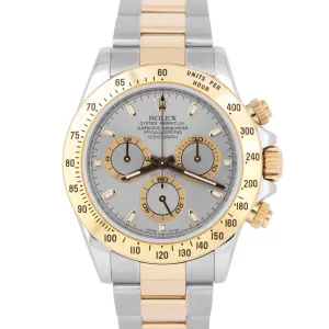 Rolex Daytona Cosmograph PAPERS 40mm SLATE REHAUT Gold Steel Watch 116523 B P