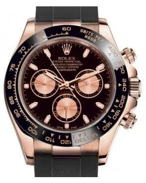 Rolex Daytona Rose Gold Black Dial Oysterflex 116515ln