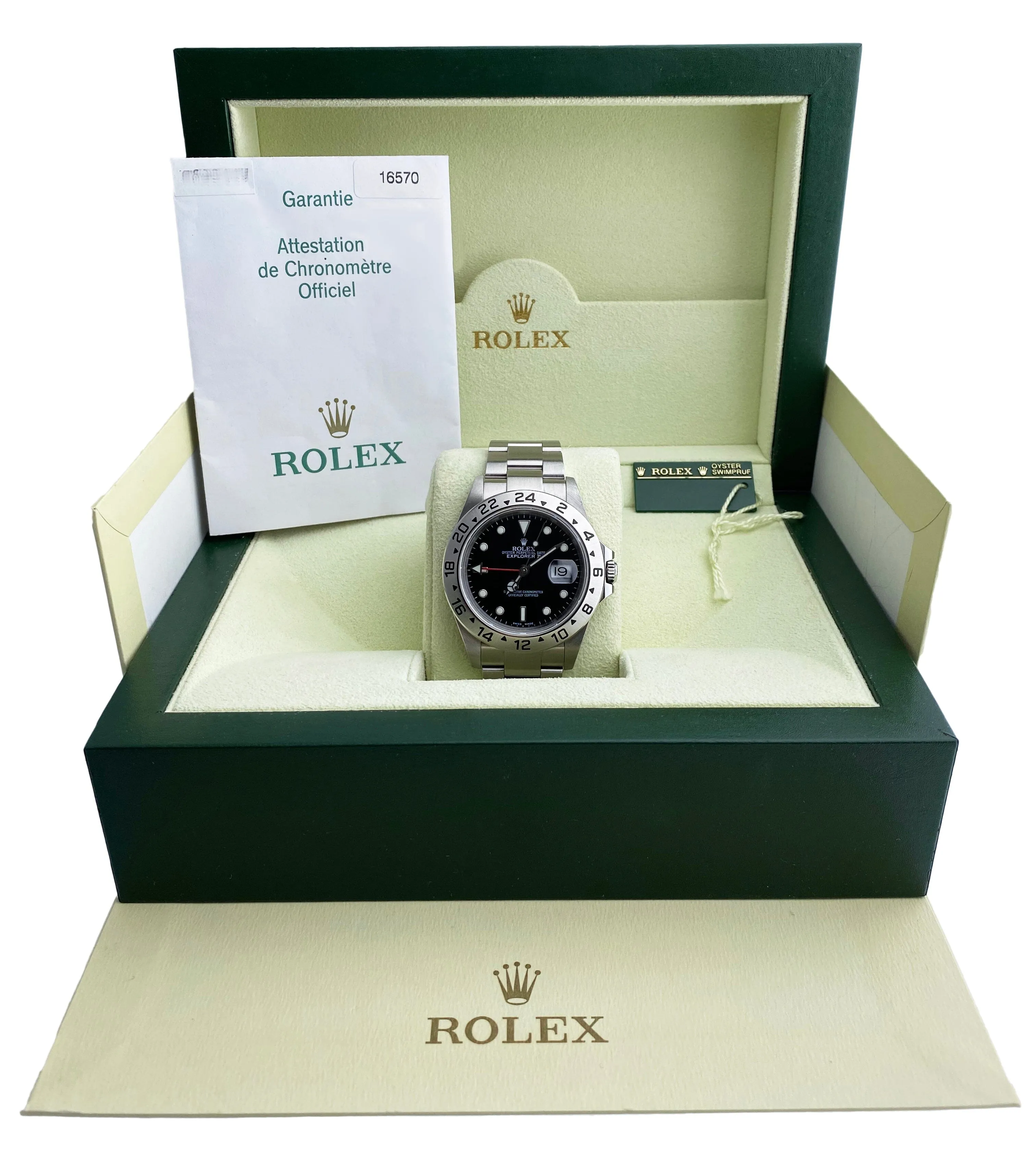 Rolex Explorer II 16570 Black Dial Mens Watch Box & Papers