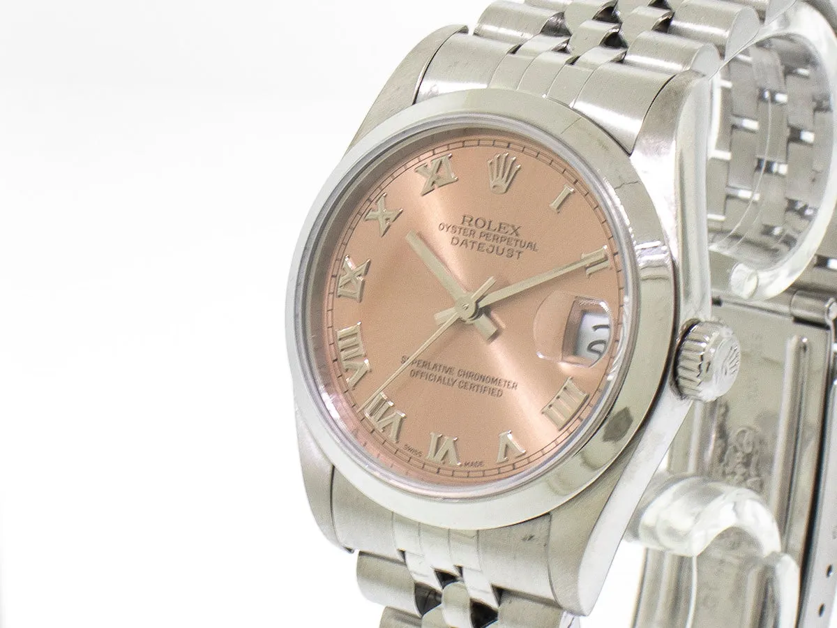 Rolex Lady-Datejust 31mm Stainless Steel Pink Roman Dial & Domed Bezel 68240