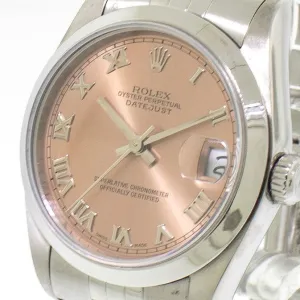 Rolex Lady-Datejust 31mm Stainless Steel Pink Roman Dial & Domed Bezel 68240