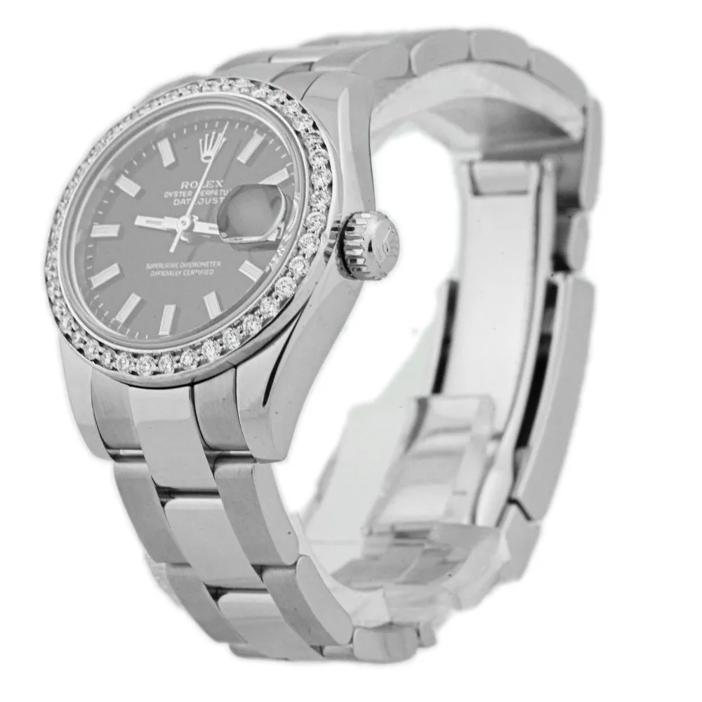 Rolex Lady's Datejust Stainless Steel 26mm Black Stick Dial Watch Reference #: 179160