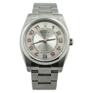 Rolex Mens Air-King Stainless Steel 34mm Silver Arabic Dial Watch Reference #: 114200