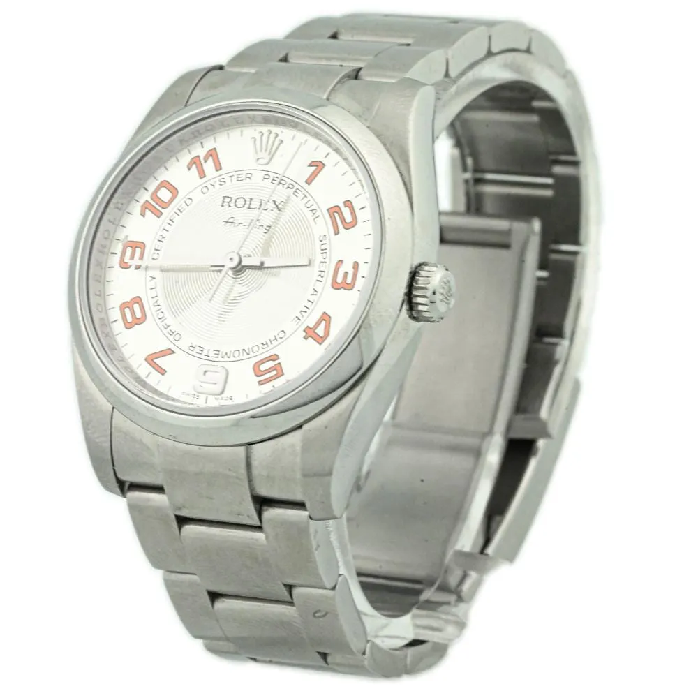Rolex Mens Air-King Stainless Steel 34mm Silver Arabic Dial Watch Reference #: 114200