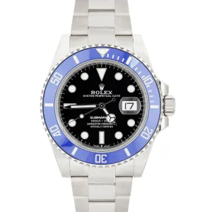 Rolex NEW CARD Submariner 41 Date BLUEBERRY White Gold Blue Watch 126619 LB B P