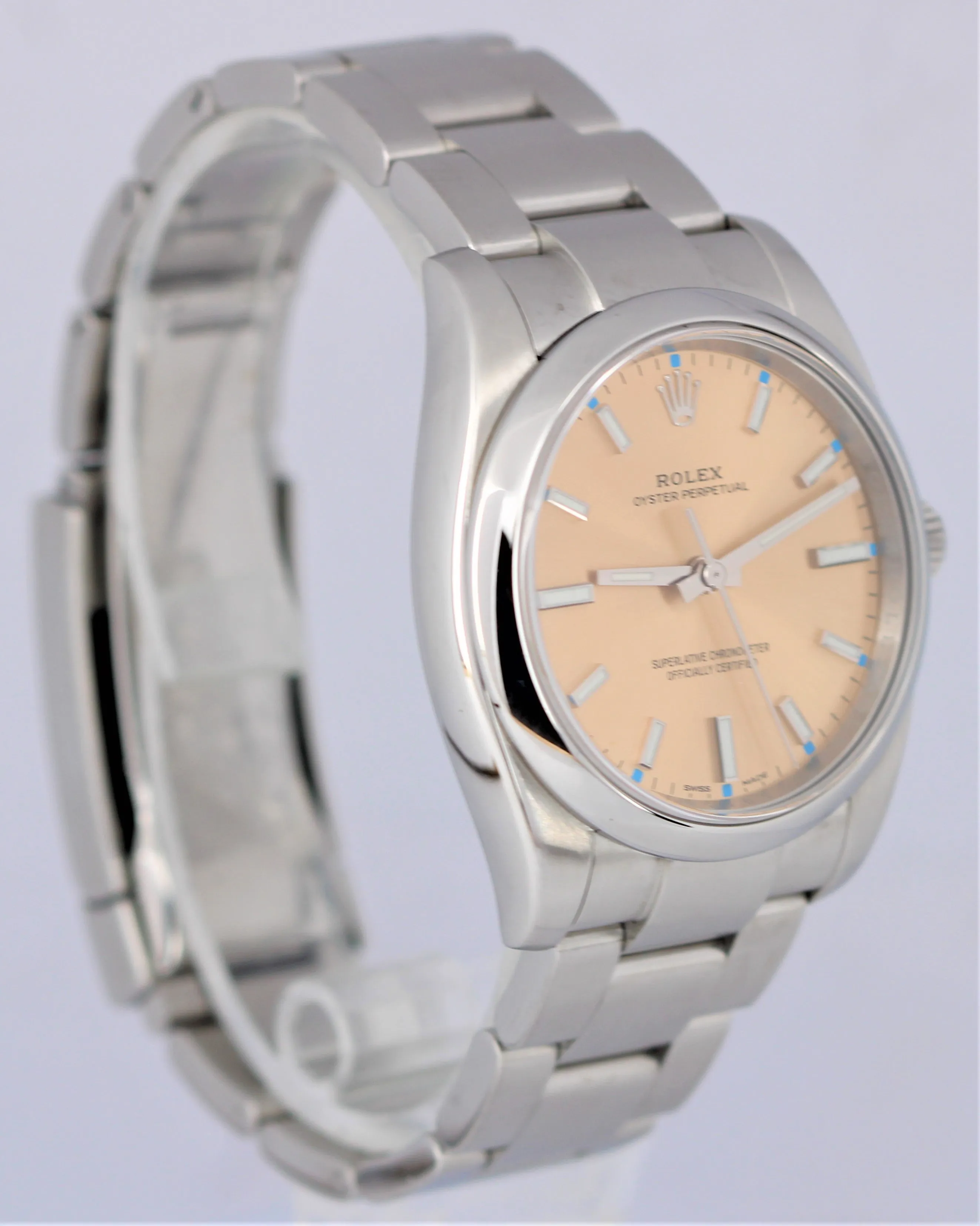 Rolex Oyster Perpetual Stainless White Grape Dial 34mm Automatic 114200 Watch