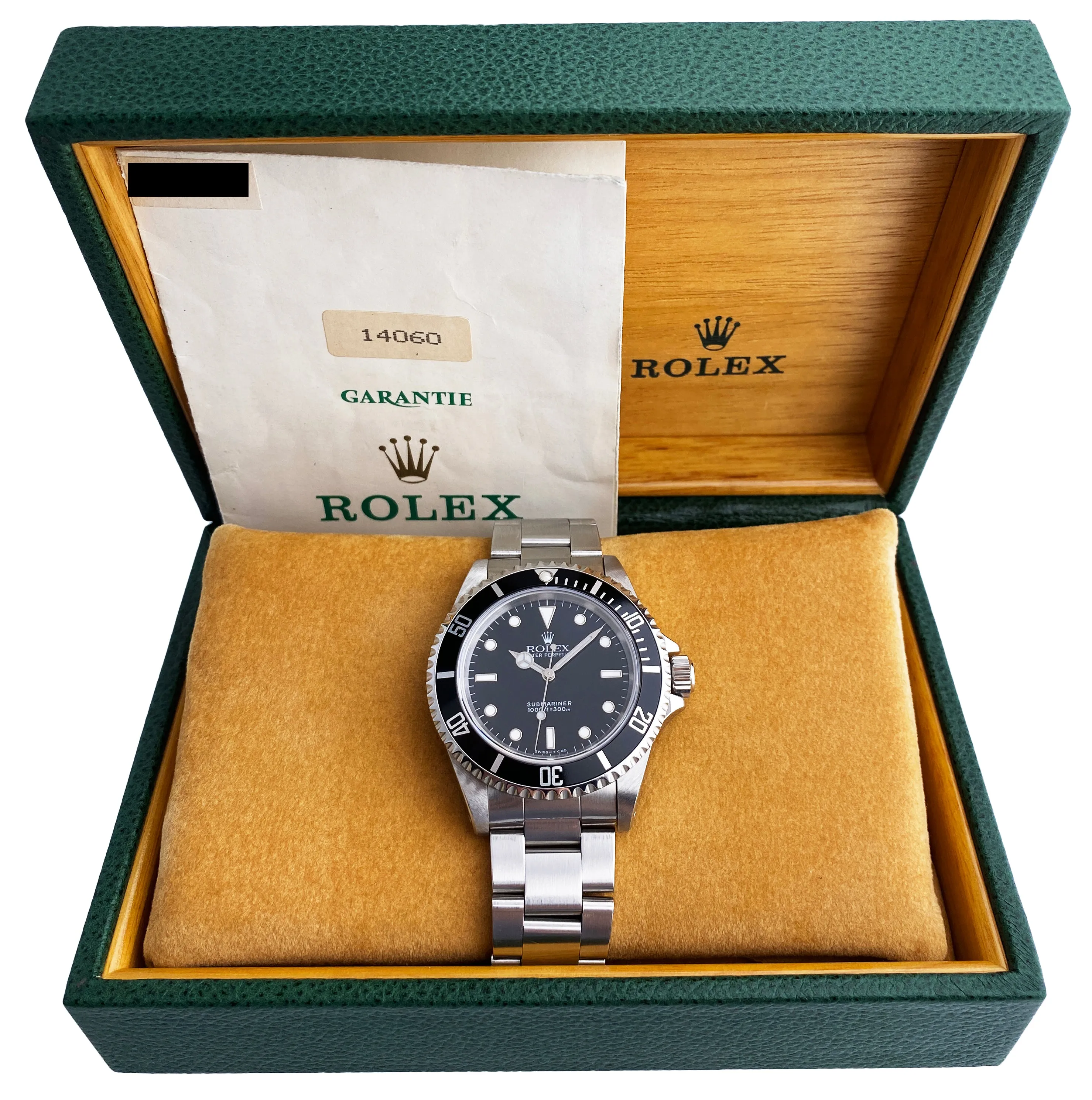 Rolex Oyster Perpetual Submariner 14060 No Date Mens Watch Box Papers