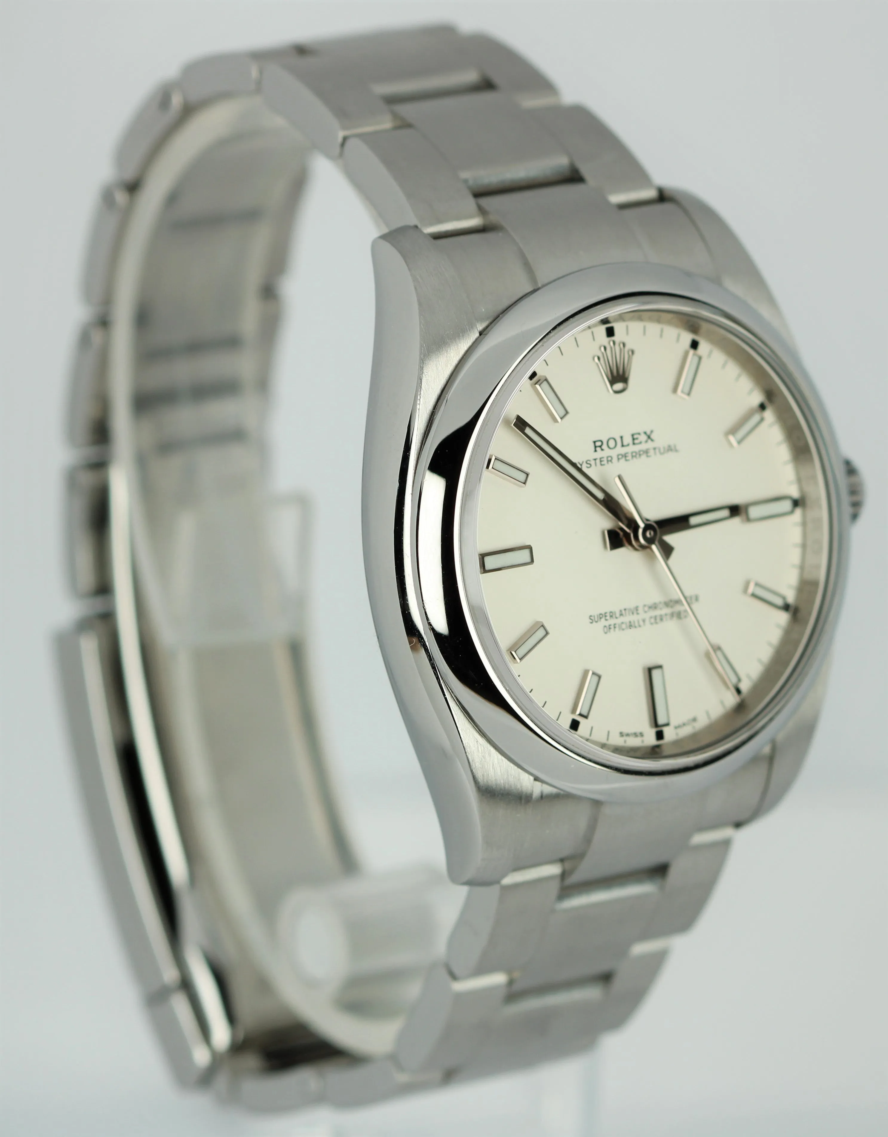 Rolex Oyster Perpetual White Dial Stainless Steel 34mm Oyster Watch 114200