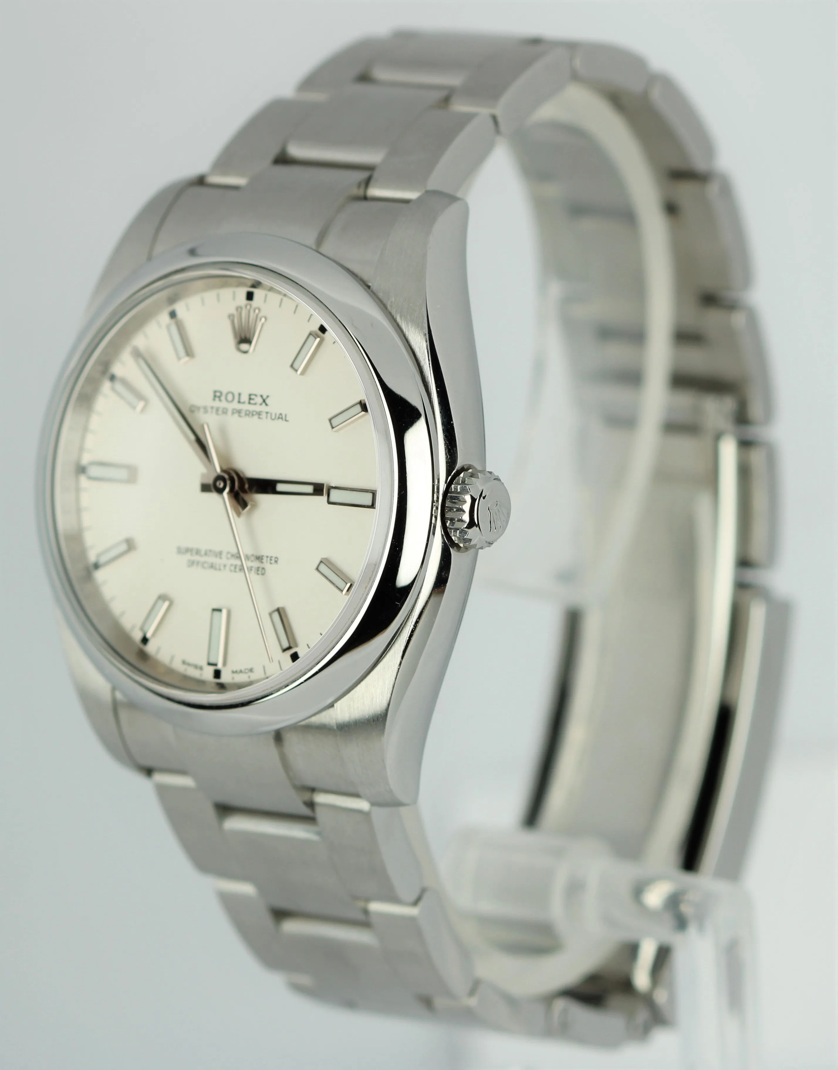Rolex Oyster Perpetual White Dial Stainless Steel 34mm Oyster Watch 114200
