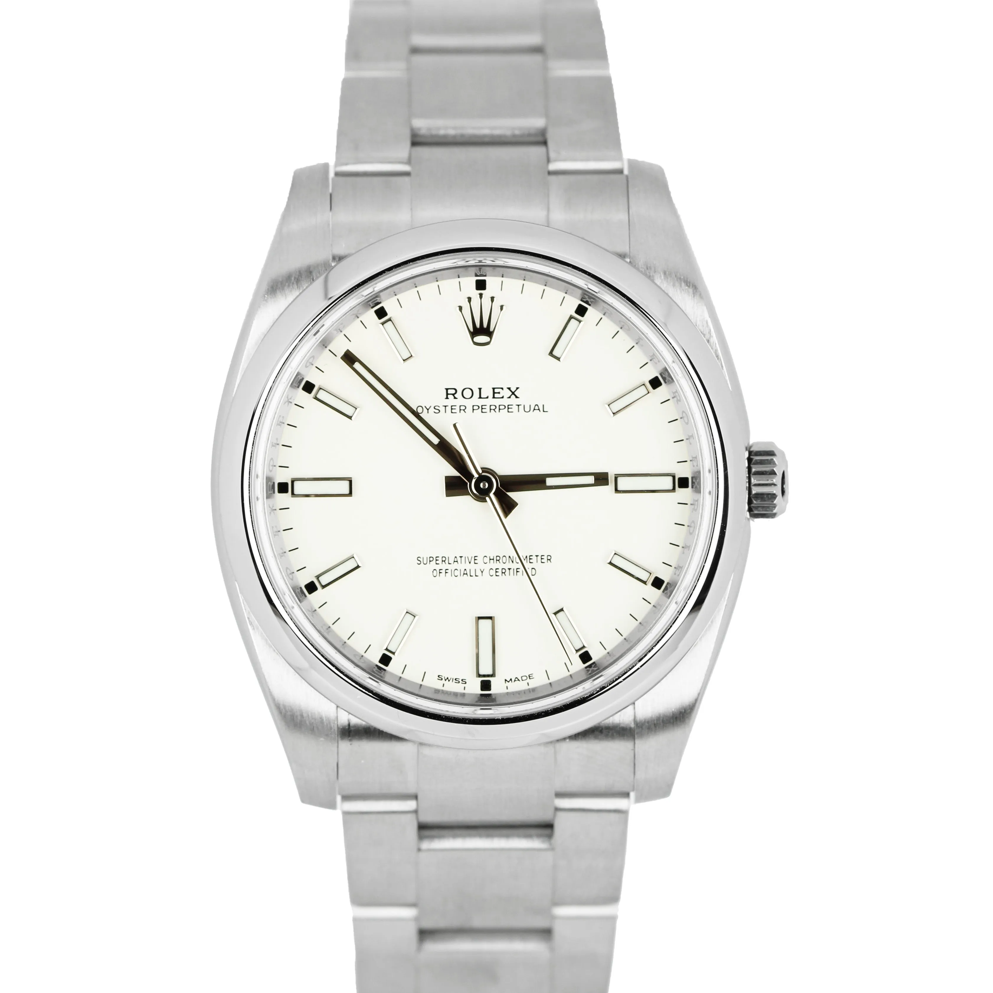Rolex Oyster Perpetual White Dial Stainless Steel 34mm Oyster Watch 114200