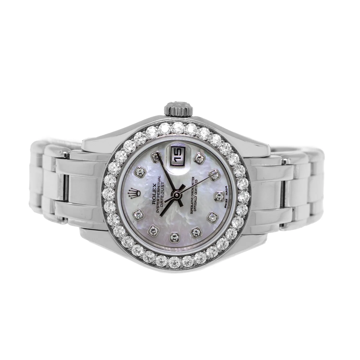 Rolex Pearlmaster 29mm White Gold White MOP Diamond Dial & Diamond Bezel 80299