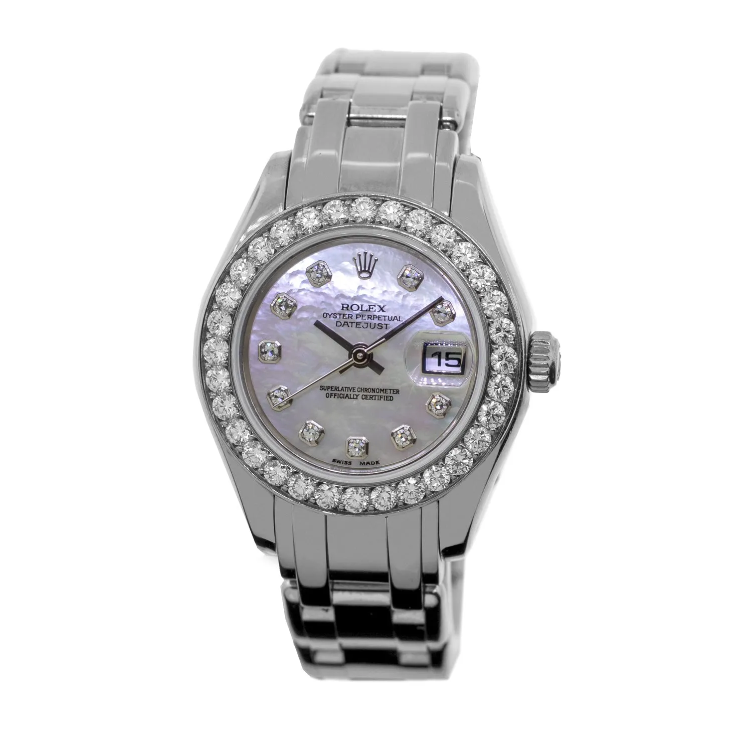 Rolex Pearlmaster 29mm White Gold White MOP Diamond Dial & Diamond Bezel 80299