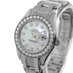 Rolex Pearlmaster 29mm White Gold White MOP Diamond Dial & Diamond Bezel 80299