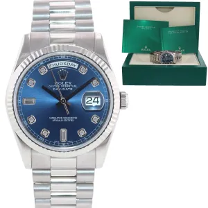 Rolex President Blue Diamond 118239 White Gold Watch newest buckle