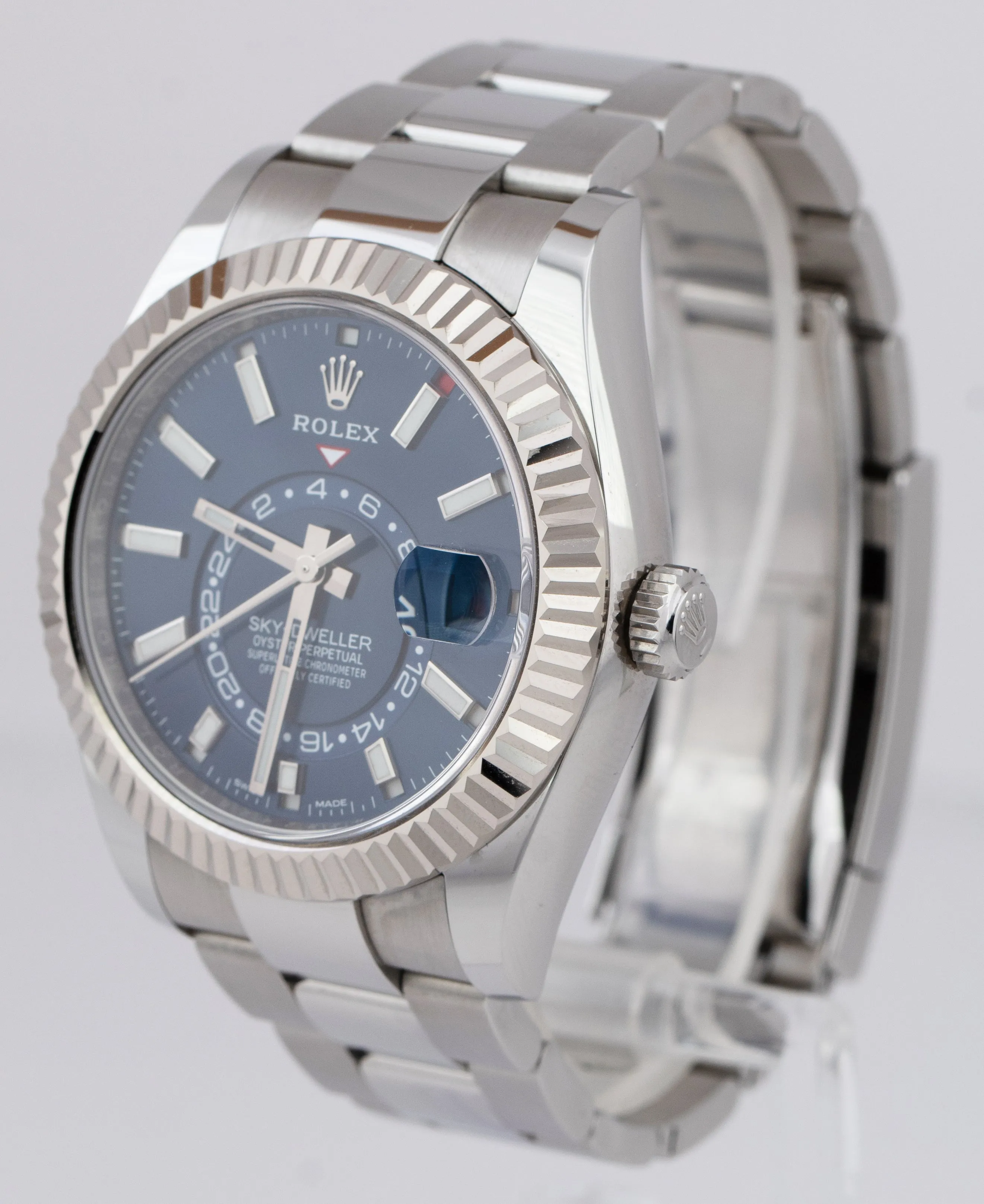 Rolex Sky-Dweller BLUE Stainless Steel White Gold 326934 42mm Oyster Watch BOX