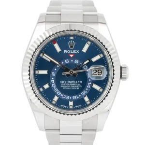 Rolex Sky-Dweller BLUE Stainless Steel White Gold 326934 42mm Oyster Watch BOX