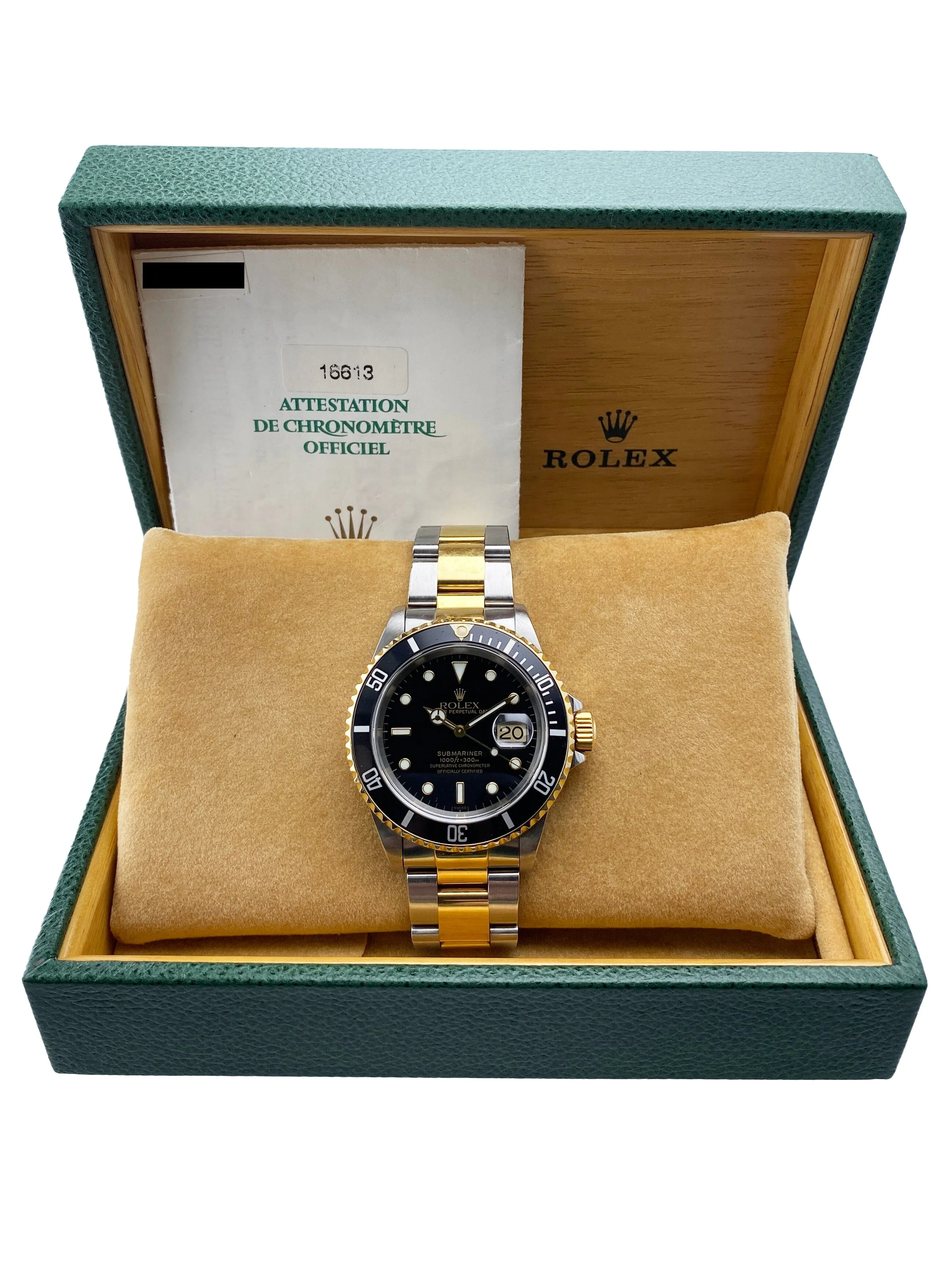 Rolex Submariner Date 16613 Black Dial Mens Watch Box Papers