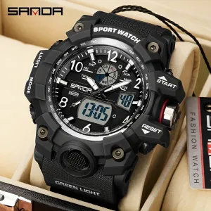 SANDA Men's Watch, Multi Display LED Digital Calendar Stop Watch Drop Resistant Watch FS