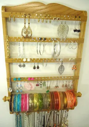Single Bangle Jewelry Holder Organizer Honey Oak