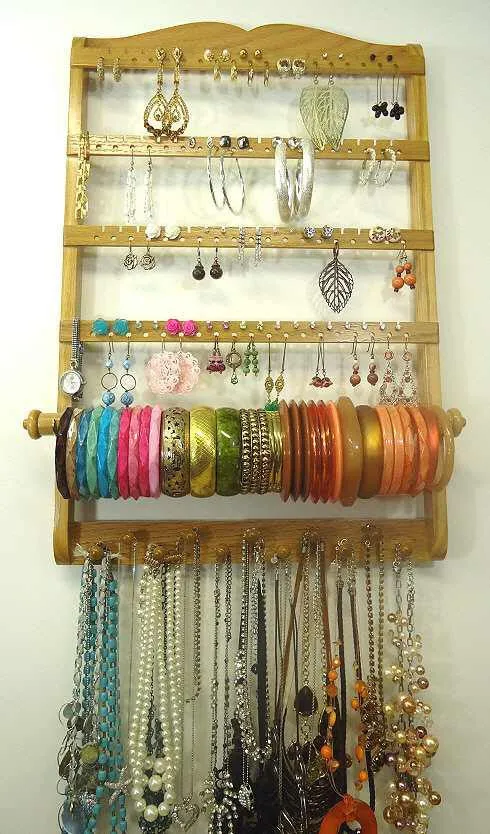 Single Bangle Jewelry Holder Organizer Honey Oak