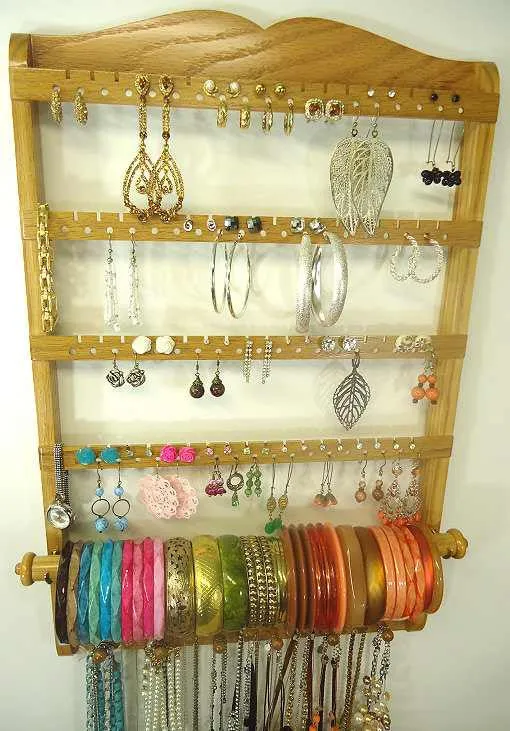 Single Bangle Jewelry Holder Organizer Honey Oak