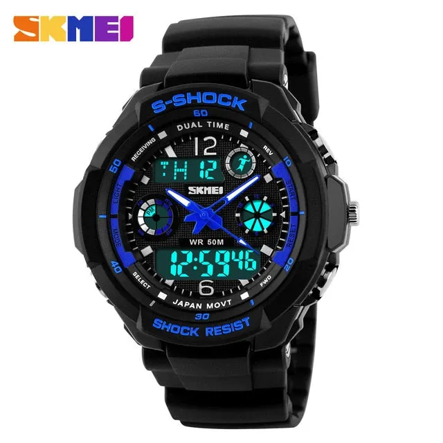 SKMEI Children Sports Watches Fashion LED Quartz Digital Watch Boys Girls Kids 50M Waterproof Wristwatches 1060