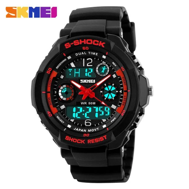 SKMEI Children Sports Watches Fashion LED Quartz Digital Watch Boys Girls Kids 50M Waterproof Wristwatches 1060