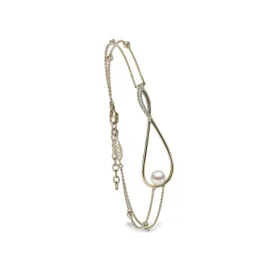 Sleek Akoya Pearl and Diamond Bracelet in 18ct Yellow Gold