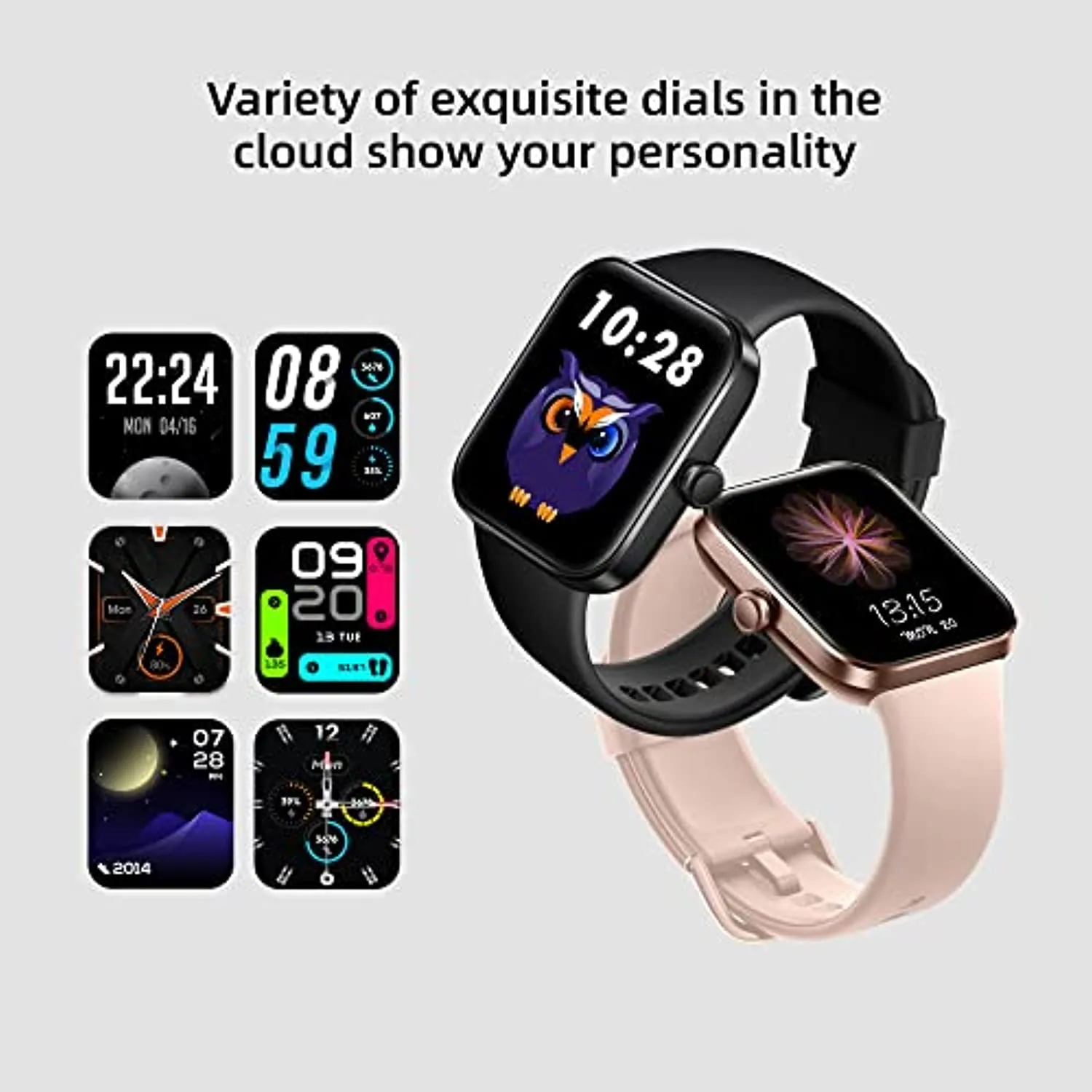 Smart Watch 1.69" DIY Touch Screen Fitness Tracker with Heart Rate Sleep Monitor Activity Tracker 5ATM Waterproof Stopwatch Pedometer 14 Sports Modes Watch for Men Women Compatible with iPhone Android