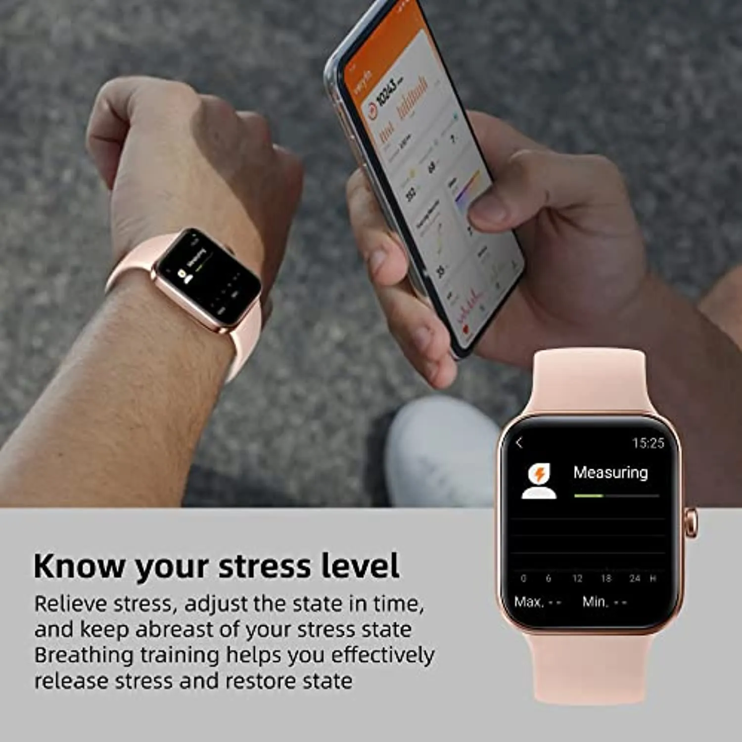 Smart Watch 1.69" DIY Touch Screen Fitness Tracker with Heart Rate Sleep Monitor Activity Tracker 5ATM Waterproof Stopwatch Pedometer 14 Sports Modes Watch for Men Women Compatible with iPhone Android