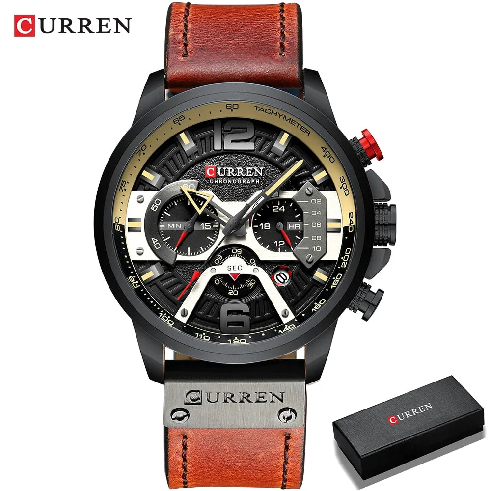 Sport Watch for Men Top Brand Luxury Military Leather Wrist Watch