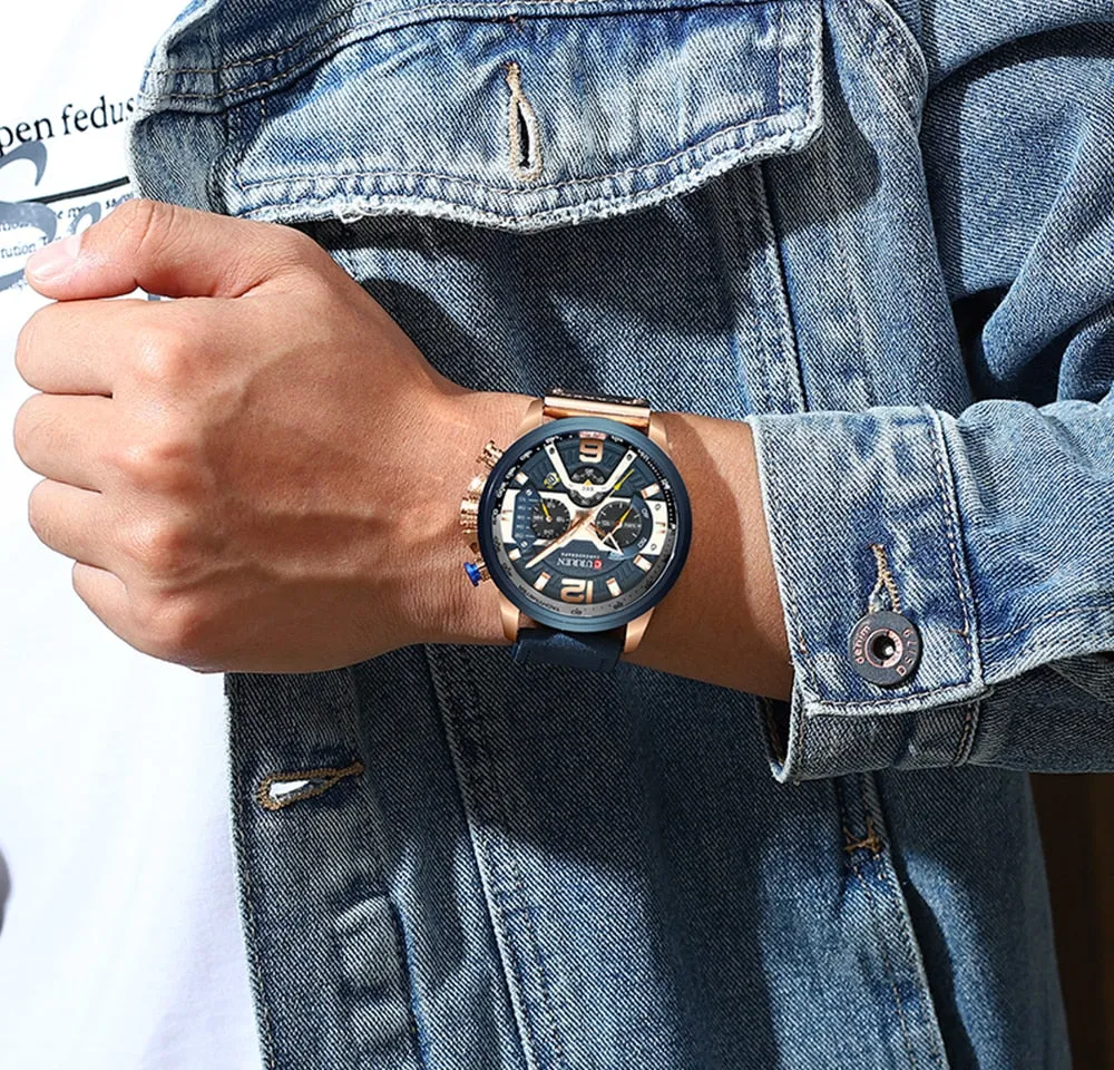 Sport Watch for Men Top Brand Luxury Military Leather Wrist Watch