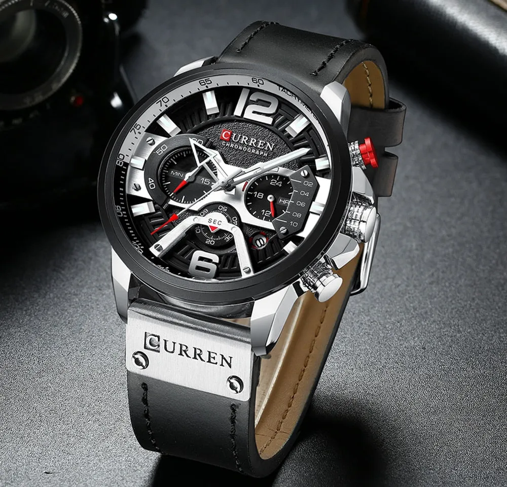 Sport Watch for Men Top Brand Luxury Military Leather Wrist Watch