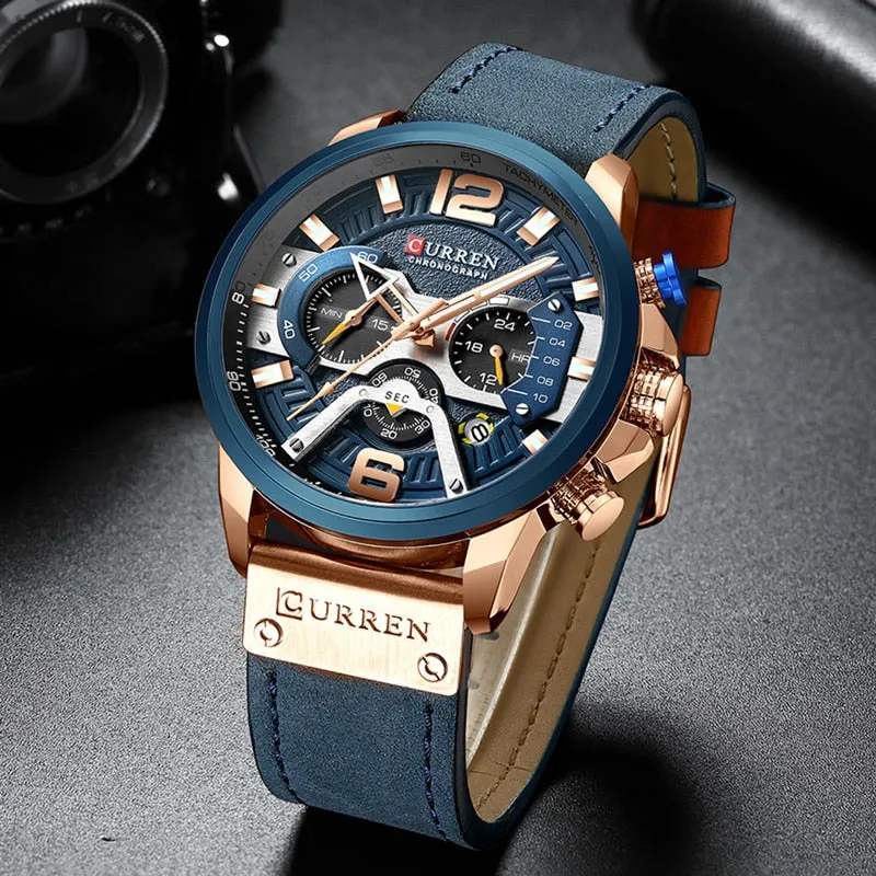 Sport Watch for Men Top Brand Luxury Military Leather Wrist Watch
