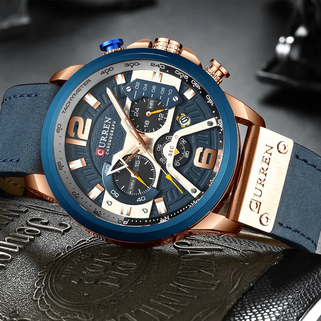 Sport Watch for Men Top Brand Luxury Military Leather Wrist Watch